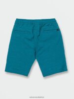 Z0ZR081231 Ocean Teal Boys Understoned Elastic Waist Hybrid Shorts Volcom Clothing - Image 3