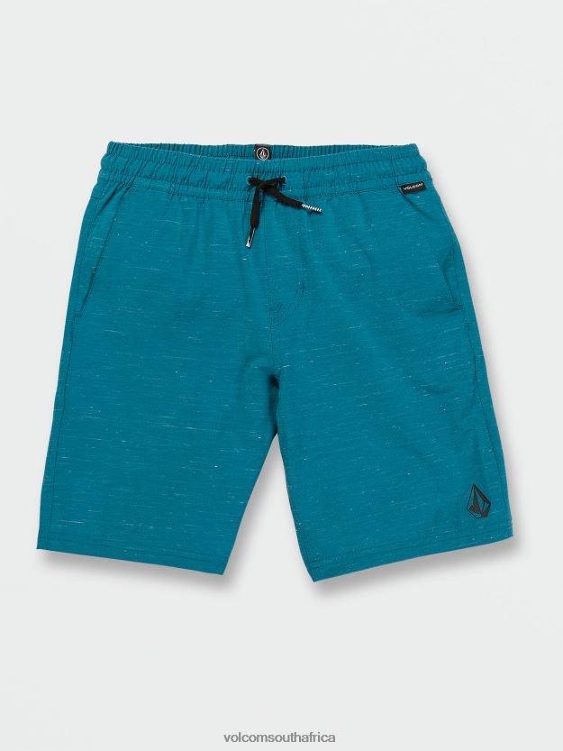 Z0ZR081231 Ocean Teal Boys Understoned Elastic Waist Hybrid Shorts Volcom Clothing - Image 1