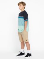 Z0ZR081236 Almond Boys Understoned Elastic Waist Hybrid Shorts Volcom Clothing