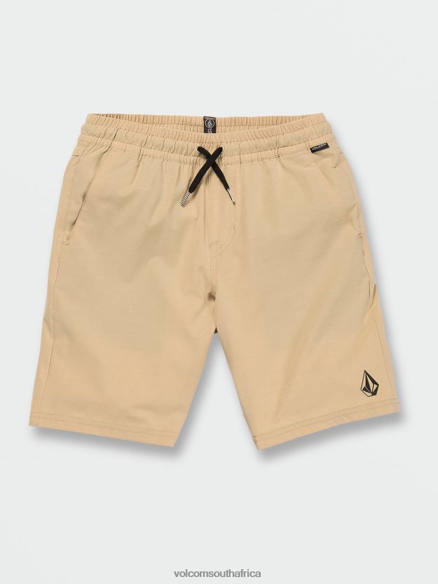 Z0ZR081236 Almond Boys Understoned Elastic Waist Hybrid Shorts Volcom Clothing - Image 4