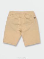 Z0ZR081236 Almond Boys Understoned Elastic Waist Hybrid Shorts Volcom Clothing - Image 7