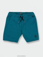 Z0ZR081239 Ocean Teal Boys Understoned Elastic Waist Hybrid Shorts Volcom Clothing
