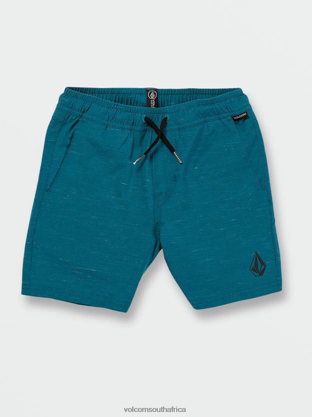 Z0ZR081239 Ocean Teal Boys Understoned Elastic Waist Hybrid Shorts Volcom Clothing - Image 1