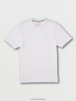 Z0ZR08123 White Men Solid Short Sleeve Pocket Tee Volcom Clothing - Image 2
