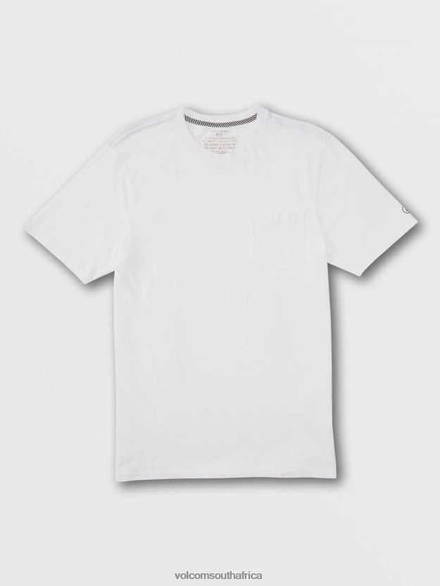 Z0ZR08123 White Men Solid Short Sleeve Pocket Tee Volcom Clothing - Image 2