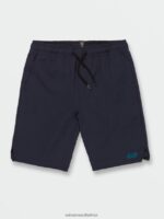 Z0ZR081240 Navy Boys New Aged Stone Elastic Waist Shorts Volcom Clothing - Image 5