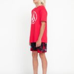 Z0ZR081258 Red Boys Saturate Elastic Waist Trunks Volcom Clothing