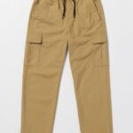 Z0ZR081266 Dark Khaki Boys March Cargo Elastic Waist Pants Volcom Clothing