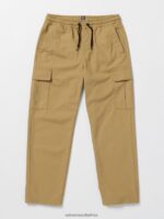 Z0ZR081266 Dark Khaki Boys March Cargo Elastic Waist Pants Volcom Clothing