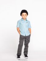 Z0ZR081272 Charcoal Heather Boys Frickin Modern Stretch Chino Pants Volcom Clothing - Image 3