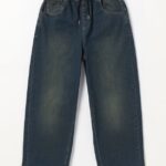 Z0ZR081283 Old Blackboard Boys Freazy Loose Elastic Waist Denim Pants Volcom Clothing