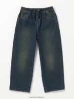Z0ZR081283 Old Blackboard Boys Freazy Loose Elastic Waist Denim Pants Volcom Clothing