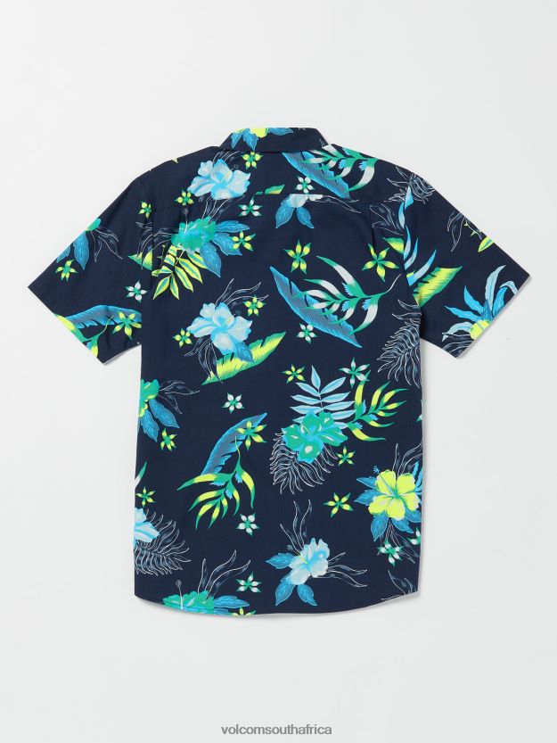 Z0ZR08128 Navy Men Sunriser Floral Short Sleeve Shirt Volcom Clothing - Image 2