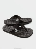 Z0ZR081311 Black White Boys Recliner Sandals Volcom Footwear