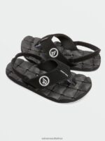 Z0ZR081315 Black White Boys Recliner Sandals Volcom Footwear