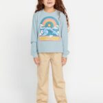 Z0ZR081328 Smokey Blue Girls Thermality Long Sleeve Tee Volcom Clothing