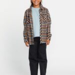 Z0ZR081333 Winter Orchid Girls Getting Rad Plaid Long Sleeve Shirt Volcom Clothing