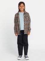 Z0ZR081333 Winter Orchid Girls Getting Rad Plaid Long Sleeve Shirt Volcom Clothing