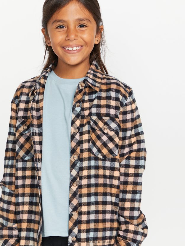 Z0ZR081333 Winter Orchid Girls Getting Rad Plaid Long Sleeve Shirt Volcom Clothing - Image 4