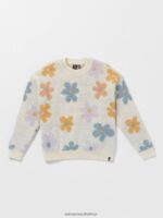 Z0ZR081337 Star White Girls Daizy Wheel Sweater Volcom Clothing - Image 5