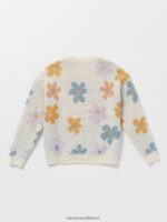 Z0ZR081337 Star White Girls Daizy Wheel Sweater Volcom Clothing - Image 6