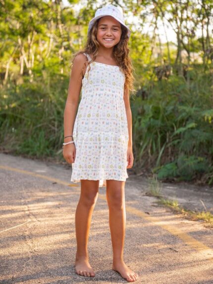 Z0ZR081342 Star White Girls Stickerbook Dress Volcom Clothing