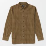 Z0ZR08134 Dark Khaki Men Zander Long Sleeve Shirt Volcom Clothing