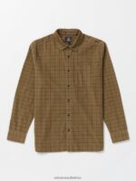 Z0ZR08134 Dark Khaki Men Zander Long Sleeve Shirt Volcom Clothing