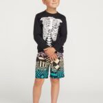 Z0ZR081358 Black Kids Skeleton Long Sleeve Tee Volcom Surf