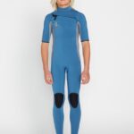 Z0ZR081366 Cruzer Blue Boys Modulator 2mm Chest Zip Short Sleeve Fullsuit Volcom Clothing