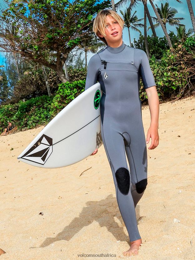 Z0ZR081368 Charcoal Boys Modulator 2mm Chest Zip Short Sleeve Fullsuit Volcom Clothing - Image 2