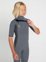 Z0ZR081368 Charcoal Boys Modulator 2mm Chest Zip Short Sleeve Fullsuit Volcom Clothing - Image 3