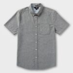 Z0ZR08143 Black Men Everett Oxford Short Sleeve Shirt Volcom Clothing