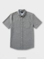 Z0ZR08143 Black Men Everett Oxford Short Sleeve Shirt Volcom Clothing