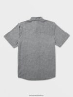 Z0ZR08143 Black Men Everett Oxford Short Sleeve Shirt Volcom Clothing - Image 3