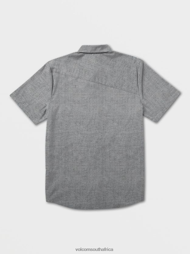 Z0ZR08143 Black Men Everett Oxford Short Sleeve Shirt Volcom Clothing - Image 3