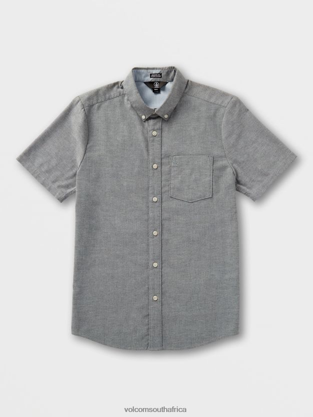 Z0ZR08143 Black Men Everett Oxford Short Sleeve Shirt Volcom Clothing - Image 1