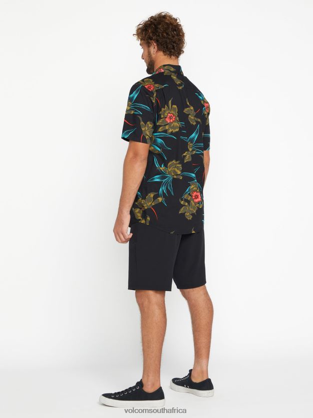 Z0ZR08144 Black Combo Men Island Time Short Sleeve Shirt Volcom Clothing - Image 2