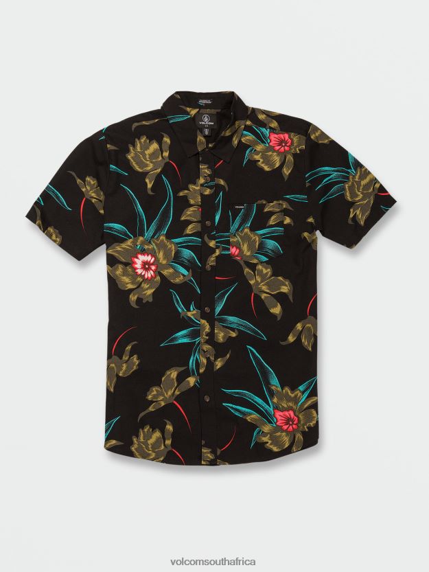 Z0ZR08144 Black Combo Men Island Time Short Sleeve Shirt Volcom Clothing - Image 4