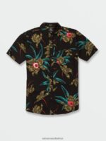 Z0ZR08144 Black Combo Men Island Time Short Sleeve Shirt Volcom Clothing - Image 5