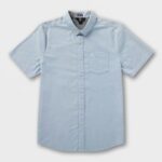 Z0ZR08146 Wrecked Indigo Men Everett Oxford Short Sleeve Shirt Volcom Clothing