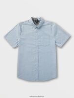 Z0ZR08146 Wrecked Indigo Men Everett Oxford Short Sleeve Shirt Volcom Clothing
