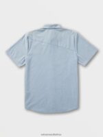 Z0ZR08146 Wrecked Indigo Men Everett Oxford Short Sleeve Shirt Volcom Clothing - Image 3