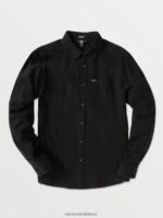 Z0ZR08149 Black Men Caden Solid Long Sleeve Shirt Volcom Clothing