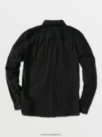 Z0ZR08149 Black Men Caden Solid Long Sleeve Shirt Volcom Clothing - Image 3