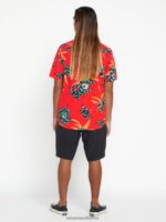 Z0ZR08152 Red Orange Men Island Time Short Sleeve Shirt Volcom Clothing - Image 3