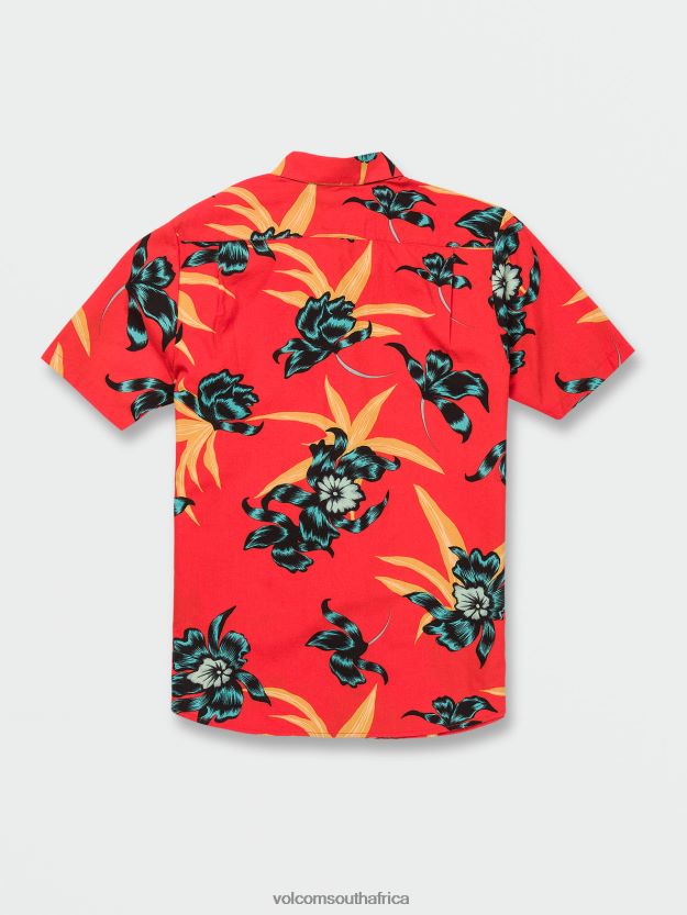 Z0ZR08152 Red Orange Men Island Time Short Sleeve Shirt Volcom Clothing - Image 6