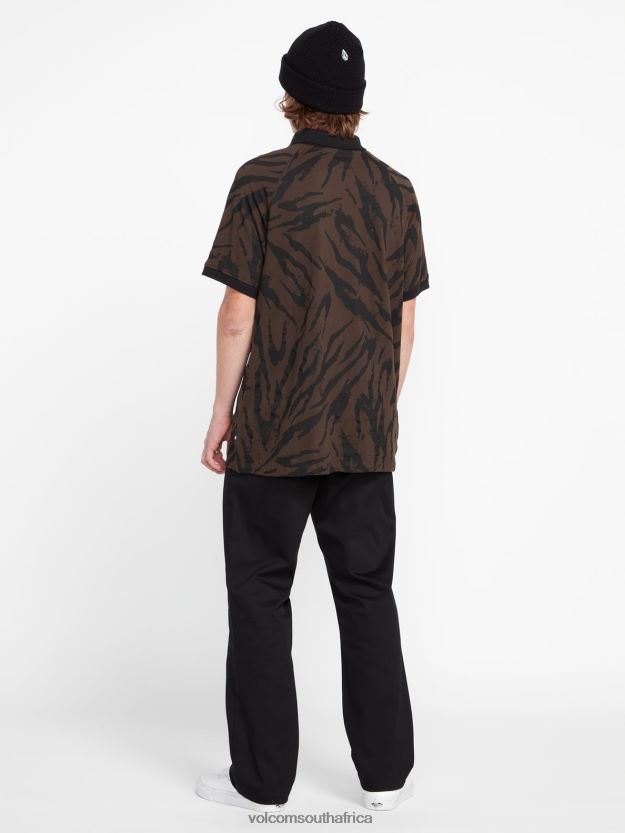 Z0ZR08155 Tobacco Men Ralphie Polo Short Sleeve Shirt Volcom Clothing - Image 3