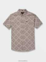 Z0ZR08158 Tower Grey Men Throwing Star Short Sleeve Shirt Volcom Clothing