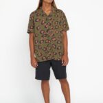 Z0ZR08159 Military Men Stone Party Animals Short Sleeve Shirt Volcom Clothing